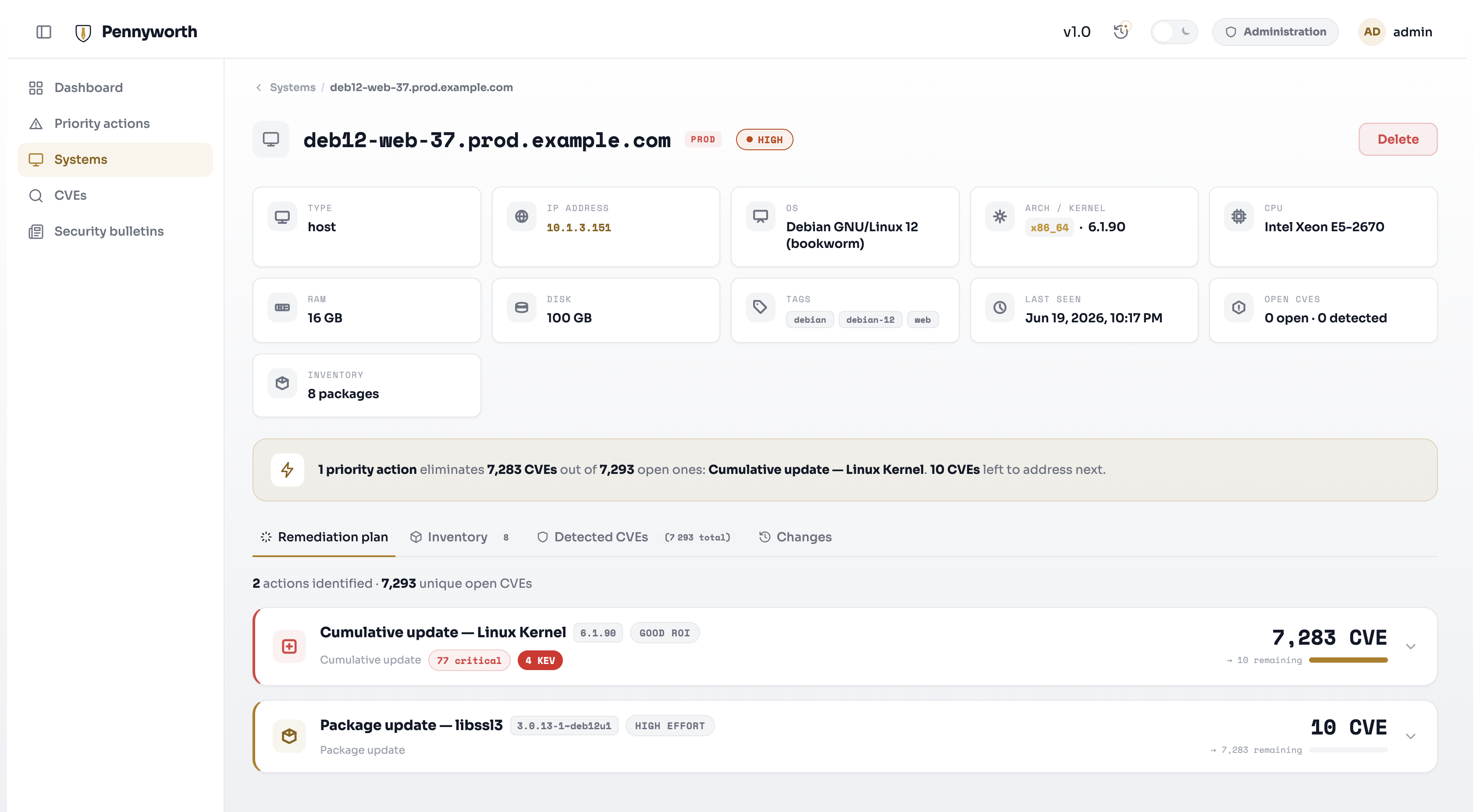 Pennyworth dashboard preview
